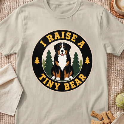 Bernese Mountain Dog graphic with text "I RAISE A TINY BEAR" in a circle.