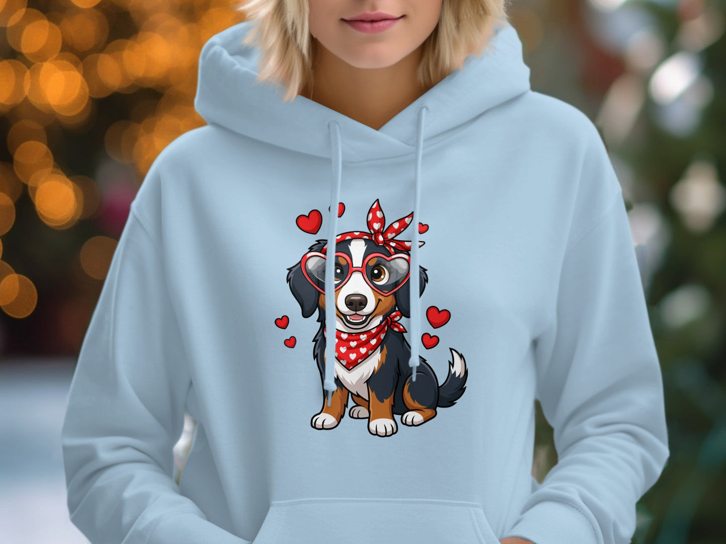 Cute Cartoon Dog with Hearts Design Hoodie