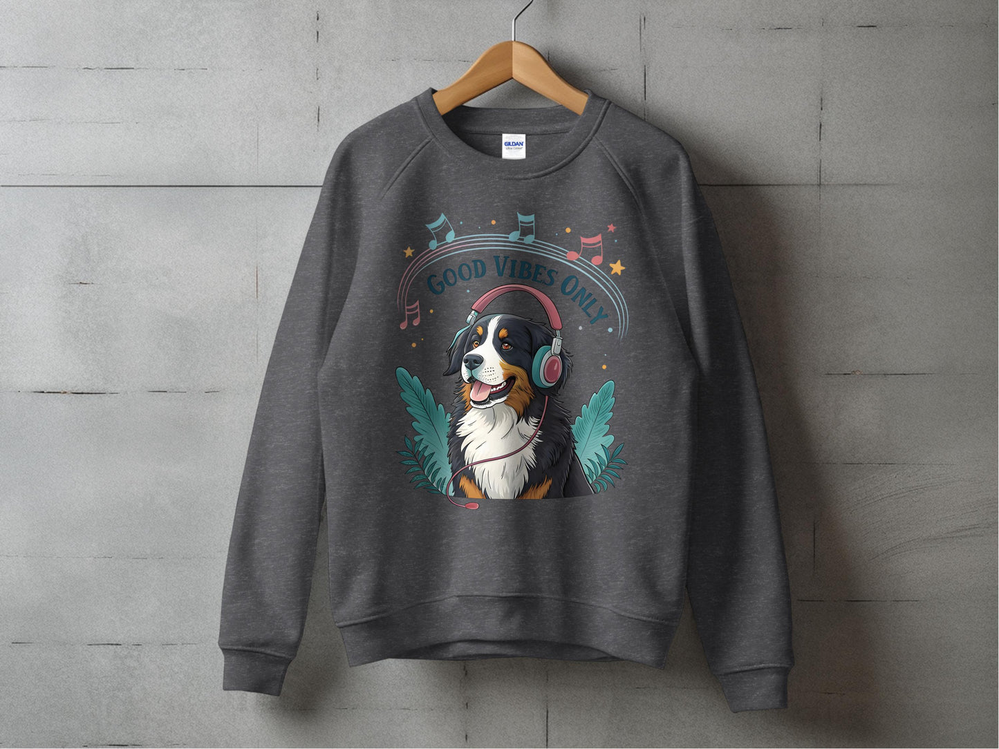 Good Vibes Only Dog Wearing Headphones Sweatshirt product type